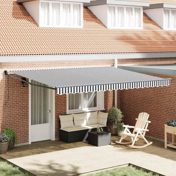 vidaXL Retractable Awning Anthracite and White 4.5x3 m Fabric&Aluminium