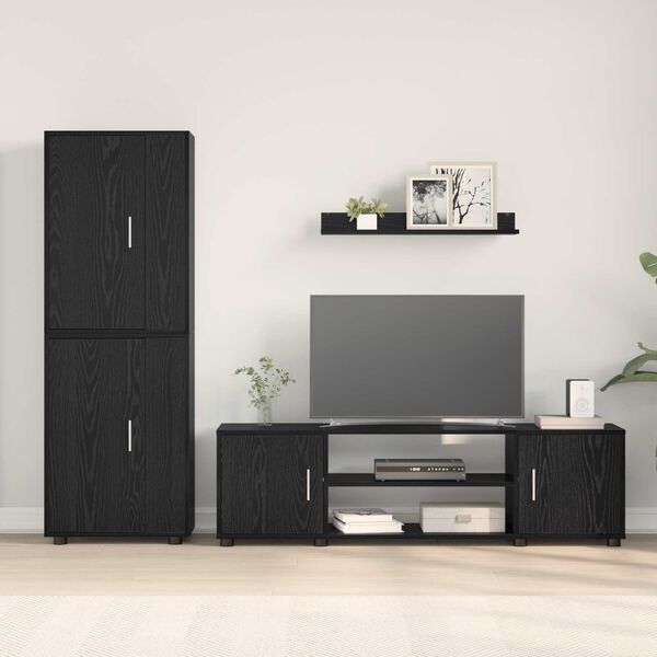 vidaXL TV Cabinet Set Wall-mounted 4 pcs Black Oak Engineered wood