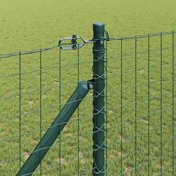 vidaXL Fence with Post Green 1 x 10 m Steel and PVC