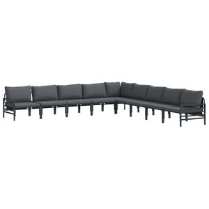 vidaXL Garden Sofa Set 9 pcs Black Steel