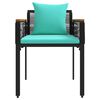 vidaXL Outdoor Furniture Set 4 pcs Black and Turquoise PE Rattan