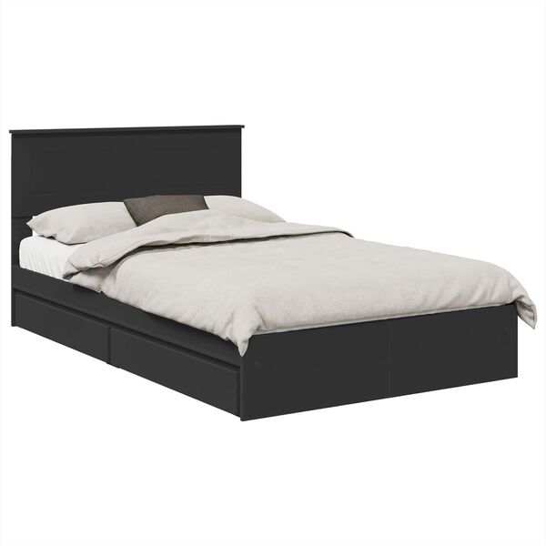 vidaXL Storage Bed with Headboard Black 135 x 190 cm Engineered Wood
