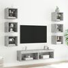 vidaXL 8 Piece TV Wall Units with LED Concrete Grey Engineered Wood