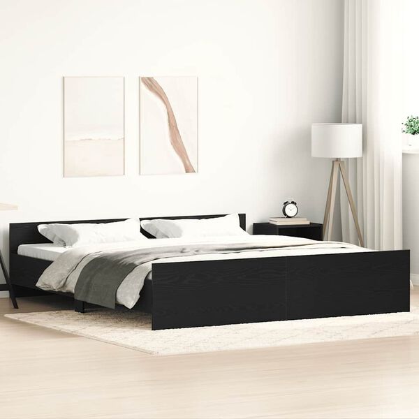 vidaXL Bed Frame without Mattress Black Oak 180x200 cm Engineered Wood