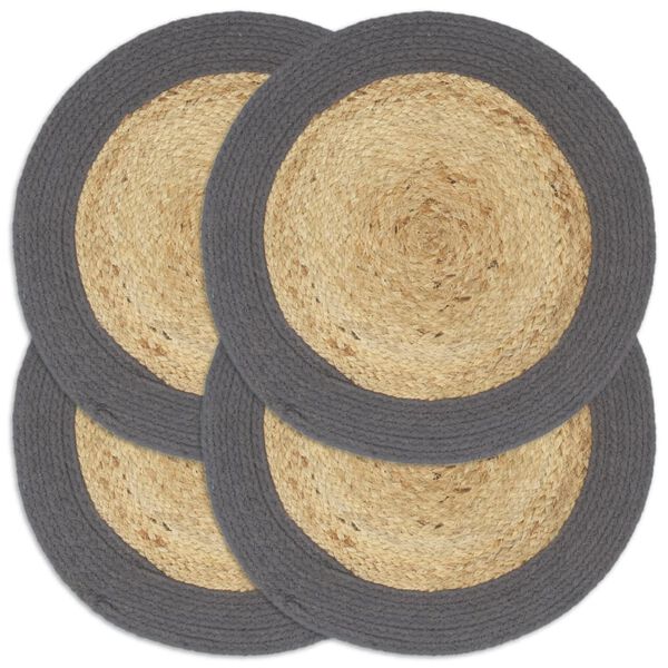 vidaXL Placemats 4 pcs Natural and Anthracite 38 cm Jute and Cotton