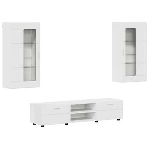vidaXL TV Cabinet Set with Drawer FLORIN 3 pcs White Engineered Wood