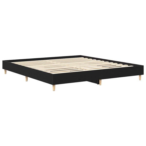 vidaXL Bed Frame Black Oak 203 x 203 x 25 cm Engineered Wood