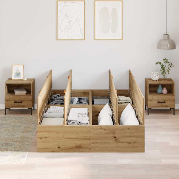 vidaXL Storage Bed Frame Artisan Oak 120 x 200 cm Engineered Wood