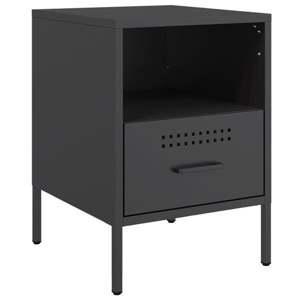 vidaXL Bedside Cabinet Black 36x39x50.5 cm Steel