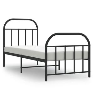 vidaXL Metal Bed Frame without Mattress with Footboard Black 75x190cm