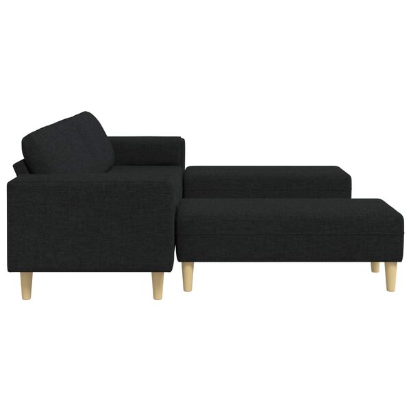 vidaXL Living Room Couch 3 pcs Black Polyester