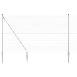 vidaXL Welded Wire Fence with Spikes Steel Silver Mesh
