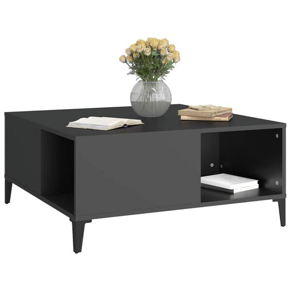 vidaXL Coffee Table Black 80x80x36.5 cm Engineered Wood