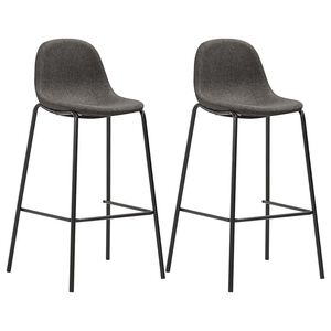 vidaXL Bar Chair | Set of 2 | Dark grey | Polyester fabric, powder-coated metal