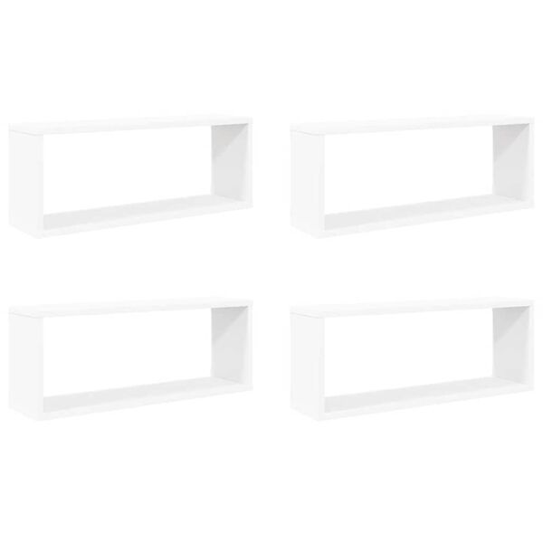 vidaXL Wall Cube Shelf 4 pcs White 60x15x23 cm Engineered Wood