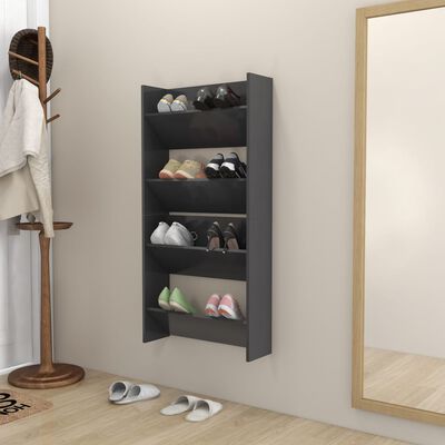 vidaXL Wall Shoe Cabinets 2 pcs Grey 60x18x60 cm Engineered Wood