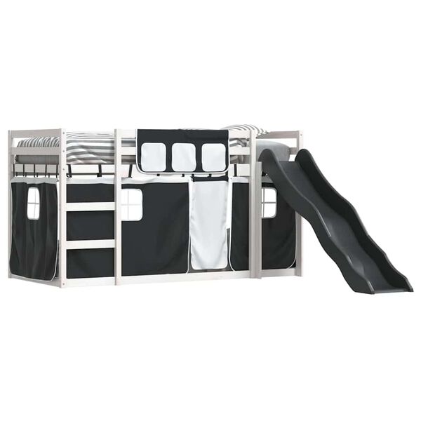 vidaXL Bunk Bed without Mattress with Slide White and Black 90x200 cm