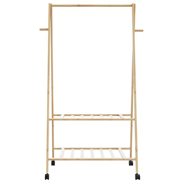 vidaXL Clothes Rack with Shelves and Wheels 96x45.5x155.5 cm Bamboo