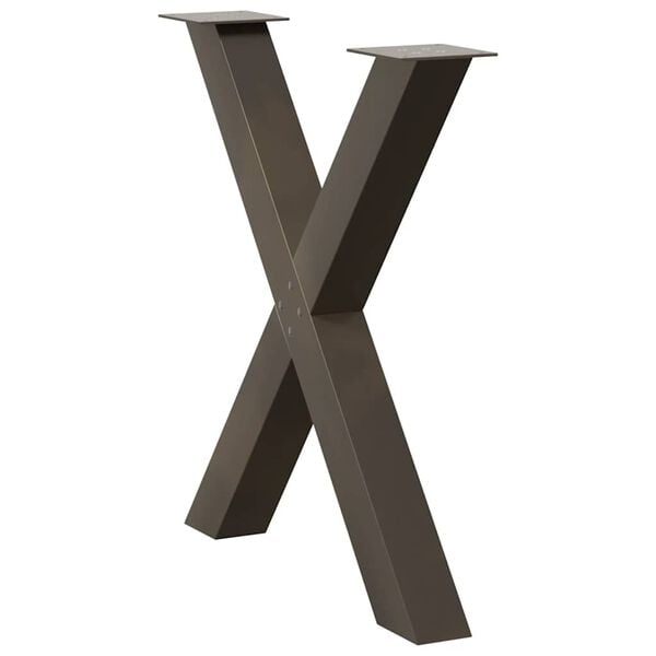 vidaXL Dining Table Legs X-Shaped 3 pcs Natural Steel 80x(72-73) cm Steel