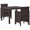 vidaXL Garden Dining Set 3 pcs Brown Polypropylene