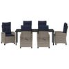 vidaXL Garden Dining Set with Cushion 7 pcs Grey Poly Rattan