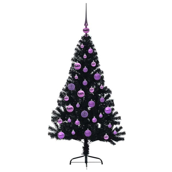 vidaXL Artificial Pre-lit Christmas Tree Black 120 cm PVC