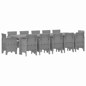 vidaXL Garden Dining Set 13 pcs Light Grey Poly rattan
