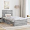 vidaXL Bed Frame Grey Sonoma 90 x 190 cm Solid Pine Wood