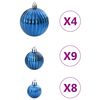 vidaXL Christmas Baubles 98 pcs Blue &Oslash;3/4/6 cm