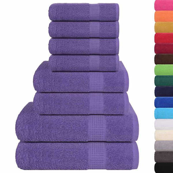 vidaXL 8 Piece Towel Set "FROGN" Purple 100% Cotton