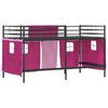 vidaXL Kids'Loft Bed Frame with Curtains Black and Pink 100 x 200 cm