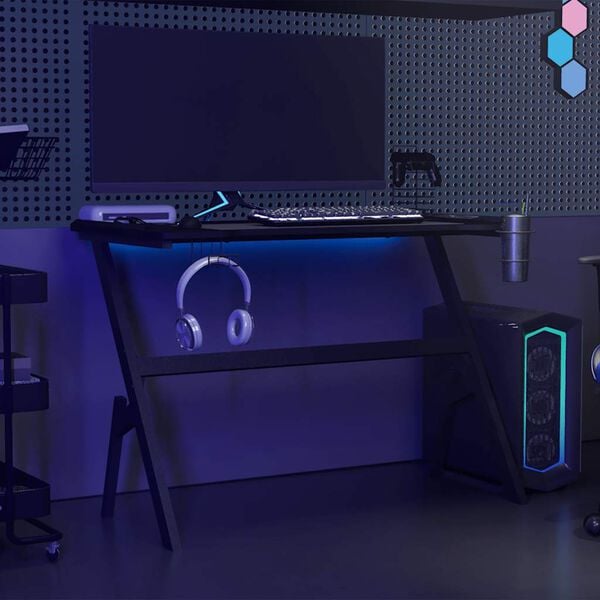 vidaXL Gaming Desk LED with Y Shape Black 110x60x75 cm