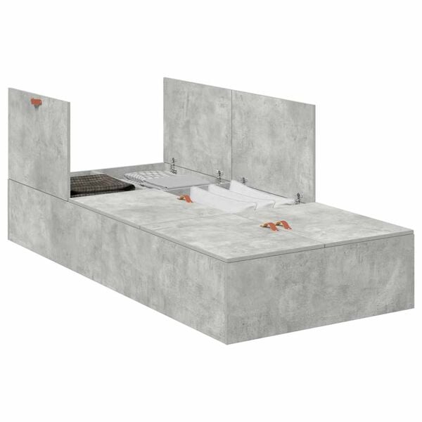 vidaXL Storage Bed Frame Concrete Grey 90 x 190 cm Engineered Wood