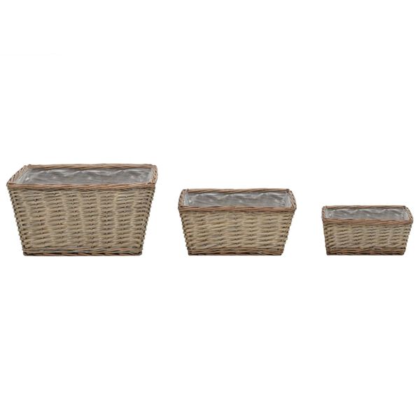 vidaXL Raised Bed 3 pcs Wicker with PE Lining