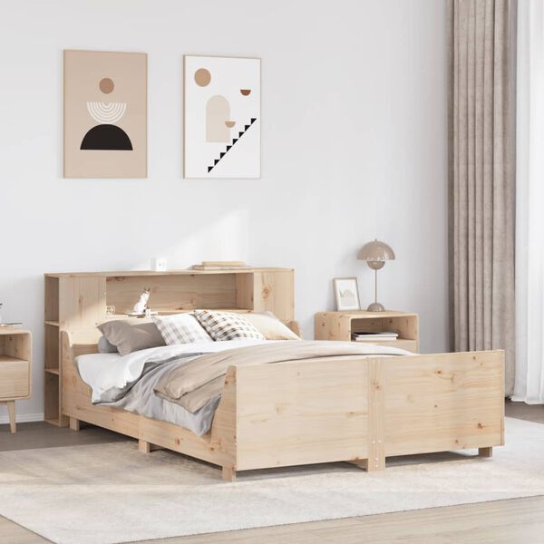 vidaXL Bed Frame without Mattress 135x190 cm Double Solid Wood Pine