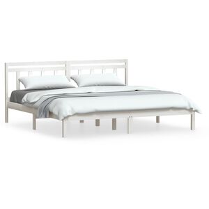 vidaXL Bed Frame without Mattress White Solid Wood 200x200 cm (810038+814115)