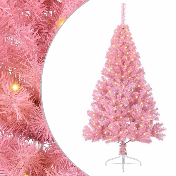 vidaXL Artificial Pre-lit Christmas Tree with 150 LEDs Pink 150 cm PVC