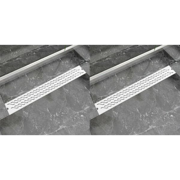 vidaXL Linear Shower Drain 2 pcs Wave 830x140 mm Stainless Steel