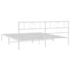 vidaXL Metal Bed Frame without Mattress with Headboard White 200x200cm