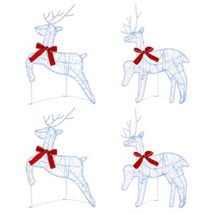 vidaXL Christmas Reindeer 4 pcs 80 LEDs Blue 43 x 19 x 65 cm