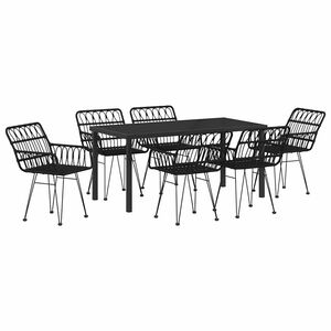 vidaXL Garden Dining Set 7 pcs Black Powder-Coated Steel
