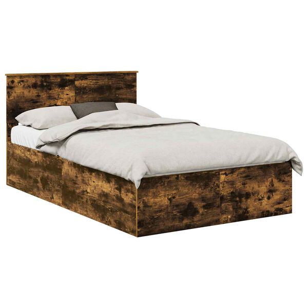 vidaXL Bed Frame Smoked Oak 120 x 200 cm Engineered Wood