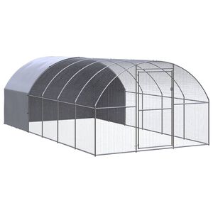 vidaXL Chicken Coop | Silver and silver grey | Galvanised steel, Polyethylene