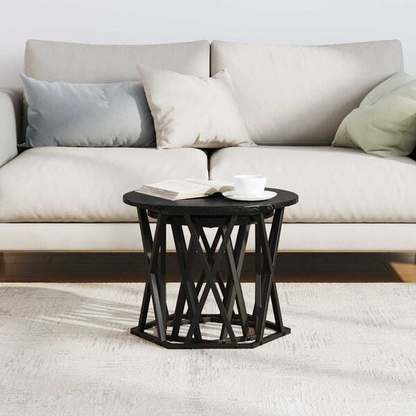 vidaXL Side Table 2 pcs Black Oak Engineered Wood and Steel