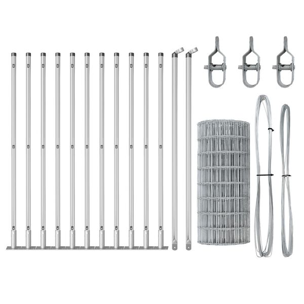 vidaXL Fence with Posts Silver 0.4 x 25 m Steel