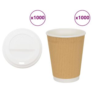 vidaXL Paper Coffee Cups with Lids 1000 pcs 16oz 400ml