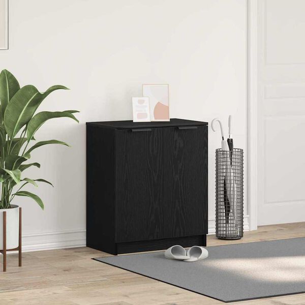 vidaXL Shoe Cabinet Black Oak 59 x 35 x 70 cm Engineered Wood