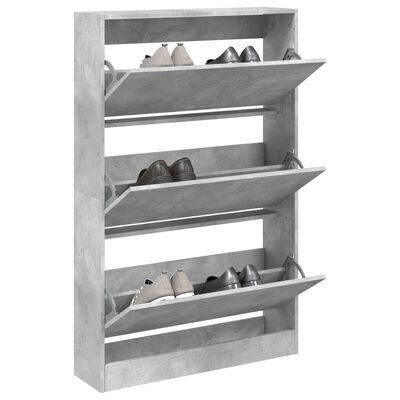 vidaXL Shoe Cabinet Concrete Grey 80x21x125.5 cm Engineered Wood