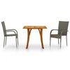 vidaXL 3 Piece Garden Dining Set Grey
