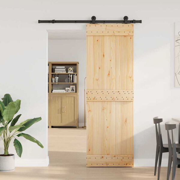 vidaXL Sliding Door with Hardware Set 70x210 cm Solid Wood Pine